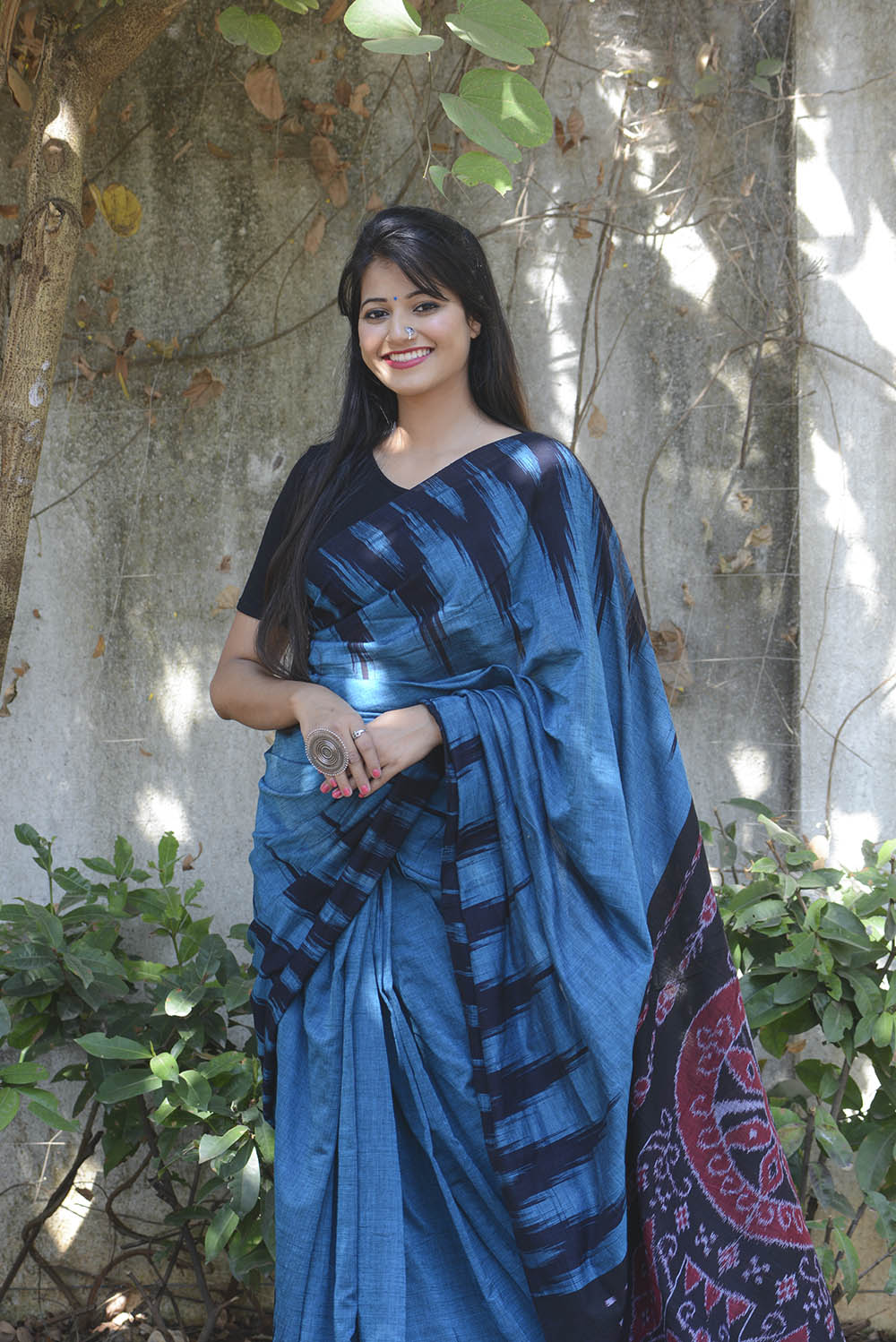 Blue Ikat Cotton Saree