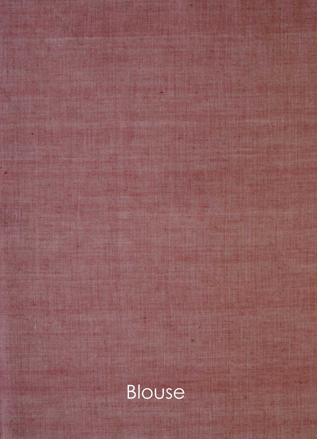 Handwoven Red & White Fish Motif Bawanbooti Saree - Image 5